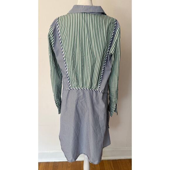ZARA Mixed Stripes Asymmetrical Button Down Poplin Shirtdress Size M - Picture 6 of 7